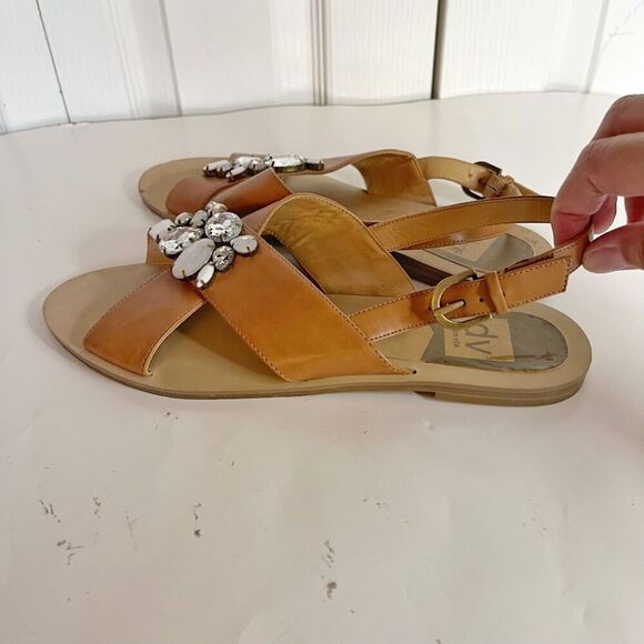 Dolce Vita Rhinestone Embellished Criss Cross Slingback Flat Sandals - Picture 4 of 11